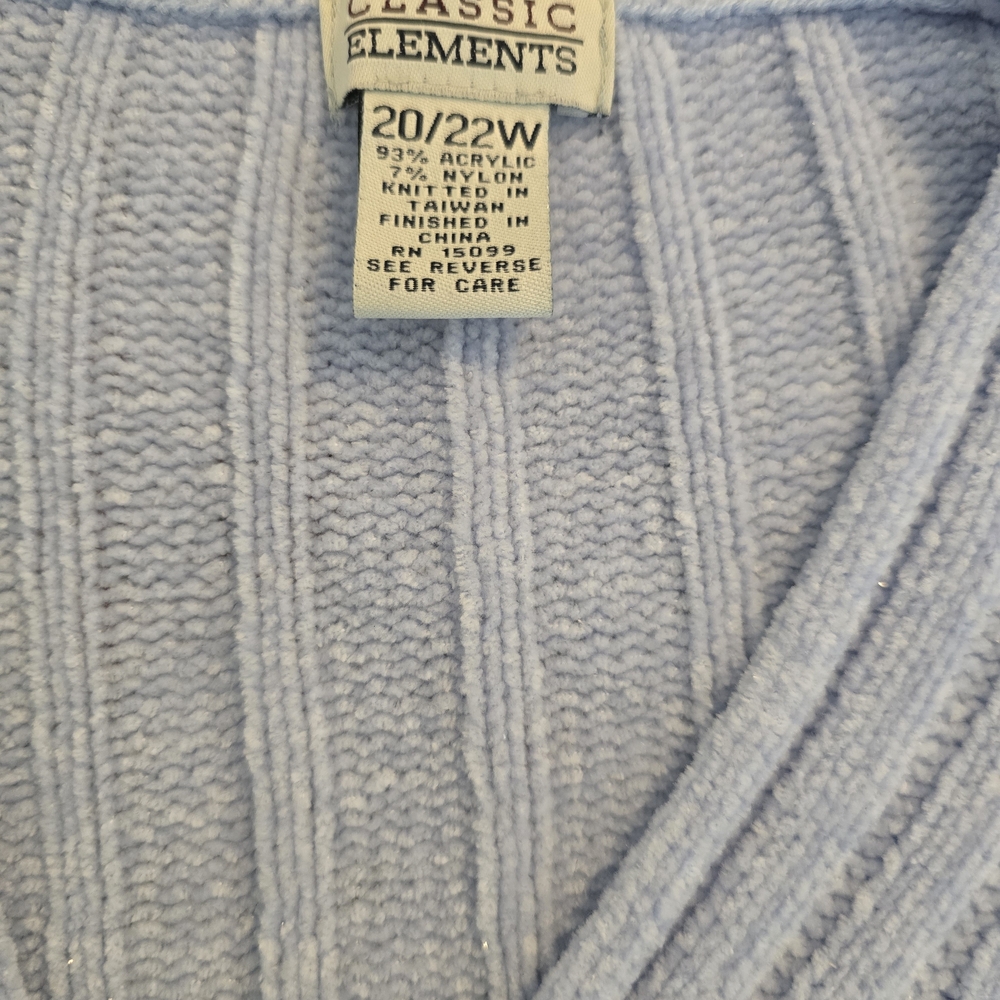 Classic Elements Soft Blue Knit Plus Size Sweater - image 2
